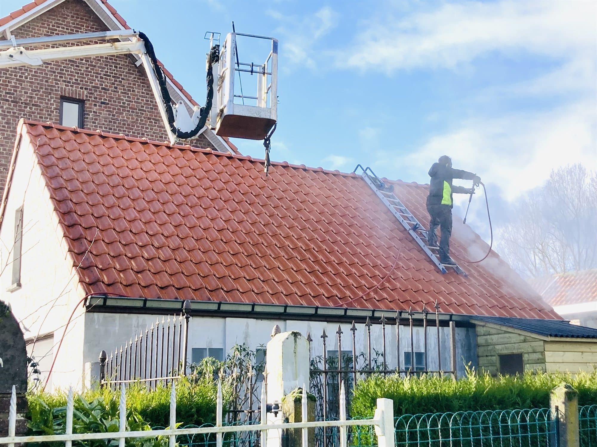 Dezelfde hoeve tijdens de reiniging: het behandelde deel is weer rood